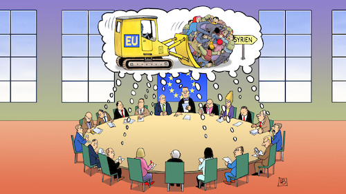 Cartoon: EU-Gedanken zu Syrien (medium) by Harm Bengen tagged syrien,europa,aussenminister,gedanken,bulldozer,abschiebungen,flüchtlinge,harm,bengen,cartoon,karikatur,syrien,europa,aussenminister,gedanken,bulldozer,abschiebungen,flüchtlinge,harm,bengen,cartoon,karikatur