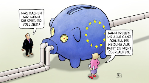 Cartoon: EU-Notfallplan Gas (medium) by Harm Bengen tagged eu,europa,sparschwein,pipeline,notfallplan,gas,speicher,heizung,harm,bengen,cartoon,karikatur,eu,europa,sparschwein,pipeline,notfallplan,gas,speicher,heizung,harm,bengen,cartoon,karikatur