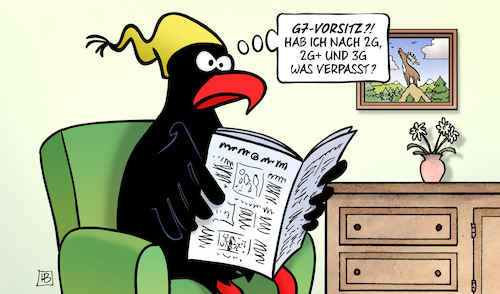 Cartoon: G7-Vorsitz (medium) by Harm Bengen tagged g7,vorsitz,2g,3g,deutschland,adler,bundesadler,zeitung,lesen,corona,kommode,harm,bengen,cartoon,karikatur,g7,vorsitz,2g,3g,deutschland,adler,bundesadler,zeitung,lesen,corona,kommode,harm,bengen,cartoon,karikatur
