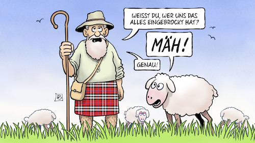 Cartoon: Highland-Schaf (medium) by Harm Bengen tagged highland,schaf,schottland,uk,gb,brexit,schäfer,schotte,may,harm,bengen,cartoon,karikatur,highland,schaf,schottland,uk,gb,brexit,schäfer,schotte,may,harm,bengen,cartoon,karikatur