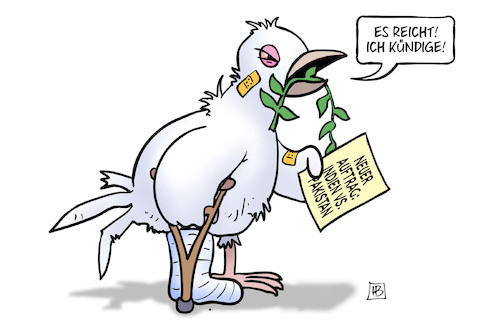 Cartoon: Indien vs. Pakistan (medium) by Harm Bengen tagged friedenstaube,verletzungen,krücke,kündigung,krieg,neuer,auftrag,indien,vs,pakistan,harm,bengen,cartoon,karikatur,friedenstaube,verletzungen,krücke,kündigung,krieg,neuer,auftrag,indien,vs,pakistan,harm,bengen,cartoon,karikatur