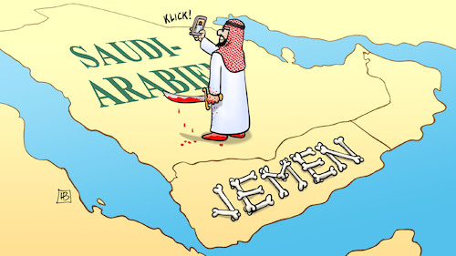 Cartoon: Jemen (medium) by Harm Bengen tagged jemen,krieg,saudi,arabien,handy,selfie,blut,hungersnot,knochen,karte,harm,bengen,cartoon,karikatur,jemen,krieg,saudi,arabien,handy,selfie,blut,hungersnot,knochen,karte,harm,bengen,cartoon,karikatur