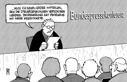 Cartoon: Kreditkarte (medium) by Harm Bengen tagged kreditkarte,panne,bug,2010,regierung,koalition,cdu,csu,fdp,steuersenkung,haushalt,rücknahme