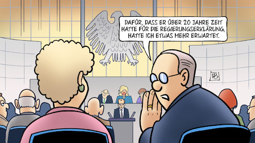 Cartoon: Merz erste Reg.erklärung (medium) by Harm Bengen tagged merz,bundeskanzler,regierungserklärung,20,jahre,zeit,bundestag,flüstern,klöckner,harm,bengen,cartoon,karikatur,merz,bundeskanzler,regierungserklärung,20,jahre,zeit,bundestag,flüstern,klöckner,harm,bengen,cartoon,karikatur