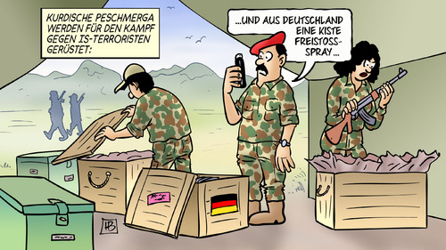 Cartoon: Peschmerga-Waffen (medium) by Harm Bengen tagged kurdische,kurden,peschmerga,kampf,is,terroristen,waffen,deutschland,kist,freistoss,spray,freistossspray,isis,islamisten,terror,regierung,streit,irak,harm,bengen,cartoon,karikatur,kurdische,kurden,peschmerga,kampf,is,terroristen,waffen,deutschland,kist,freistoss,spray,freistossspray,isis,islamisten,terror,regierung,streit,irak,harm,bengen,cartoon,karikatur