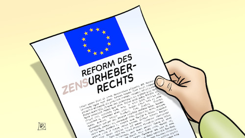 Cartoon: Reform Urheberrecht (medium) by Harm Bengen tagged reform,urheberrecht,zensur,eu,europa,uploadfilter,internet,harm,bengen,cartoon,karikatur,reform,urheberrecht,zensur,eu,europa,uploadfilter,internet,harm,bengen,cartoon,karikatur