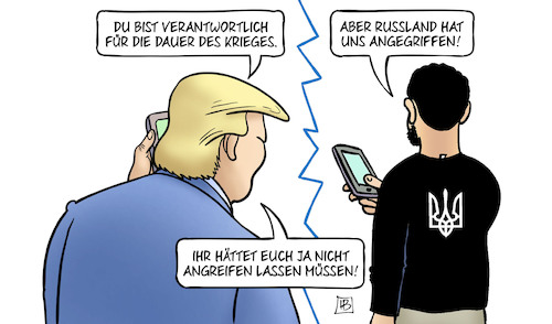 Cartoon: Selenskyj ist schuld (medium) by Harm Bengen tagged verantwortlich,dauer,des,krieges,ukraine,russland,usa,trump,selenskyj,telefon,handy,angreifen,schuld,harm,bengen,cartoon,karikatur,verantwortlich,dauer,des,krieges,ukraine,russland,usa,trump,selenskyj,telefon,handy,angreifen,schuld,harm,bengen,cartoon,karikatur