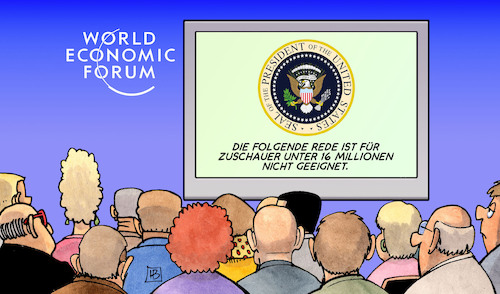 Cartoon: Trump-Rede Davos (medium) by Harm Bengen tagged trump,rede,davos,zuschauer,millionen,monitor,publikum,wef,weltwirtschaftsforum,harm,bengen,cartoon,karikatur,trump,rede,davos,zuschauer,millionen,monitor,publikum,wef,weltwirtschaftsforum,harm,bengen,cartoon,karikatur