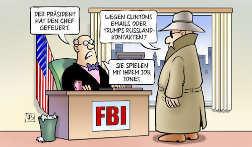 Cartoon: Trump feuert FBI-Chef (medium) by Harm Bengen tagged präsident,chef,fbi,comey,gefeuert,usa,clinton,emails,trump,russland,kontakten,job,spion,agent,harm,bengen,cartoon,karikatur,präsident,chef,fbi,comey,gefeuert,usa,clinton,emails,trump,russland,kontakten,job,spion,agent,harm,bengen,cartoon,karikatur