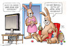 Cartoon: April-Ostern (small) by Harm Bengen tagged april,aprilscherz,ostern,eier,verteilen,osterhase,tv,harm,bengen,cartoon,karikatur