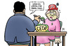 Cartoon: CETA-Essen (small) by Harm Bengen tagged ttip,ceta,freihandelsabkommen,usa,kanada,genossen,spd,gabriel,fuettern,essen,zwang,harm,bengen,cartoon,karikatur