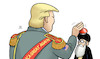 Cartoon: General Trump drückt den Knopf. (small) by Harm Bengen tagged general,button,buzzer,trump,iran,bomben,angriff,gefahr,nahost,bombs,attack,danger,middle,east,harm,bengen,cartoon,karikatur