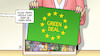 Cartoon: Green-Deal-Vorstellung (small) by Harm Bengen tagged green,deal,vorstellung,ursula,von,der,leyen,klimawandel,klimapolitik,migration,fluechtlinge,griechenland,harm,bengen,cartoon,karikatur