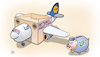 Cartoon: Lufthansa und UFO (small) by Harm Bengen tagged lufthansa,ufo,rettungspaket,flugbegleitergewerkschaft,paket,staatsbeteiligung,corona,harm,bengen,cartoon,karikatur