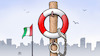 Cartoon: Seenotrettung Italien (small) by Harm Bengen tagged sea,watch,seenotrettung,verhaftung,italien,carola,rackete,migration,flüchtlinge,eu,europa,rettungsring,handschellen,kette,harm,bengen,cartoon,karikatur