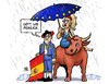Cartoon: Spanien unter EFSF (small) by Harm Bengen tagged spanien,efsf,krise,rettungsschirm,europa,euro,stier,torero,regen,peinlich