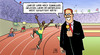 Cartoon: Usain Bolt (small) by Harm Bengen tagged usain,bolt,olympia,rekord,sprint,weltrekorde,twitter,reporter,stadion