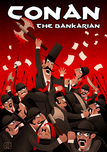 Cartoon: Conan the Bankarian (medium) by vladan tagged conan,bank