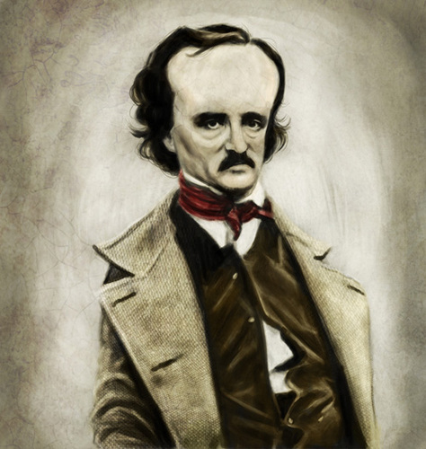 Cartoon: Edgar Allan Poe (medium) by markdraws tagged edgar,allan,poe,caricature,humor,illustration,photoshop,painting,digital,art,horror,author,mystery,raven