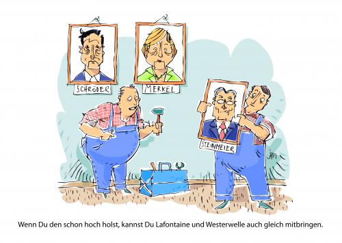 Cartoon: Kanzlergalerie (medium) by janssenmayer tagged merkel,steinmeier,wahl,galerie,kanzler,rahmen,portraits