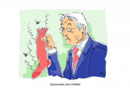 Cartoon: Rote Socke (medium) by janssenmayer tagged steinmeier,rote,socke,fliegen,pofalla,wahlkampf,gestank