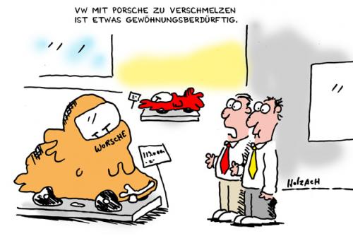 Cartoon: Fusion Porsche-VW (medium) by anett tagged porsche,vw