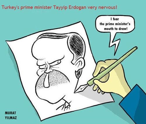 Cartoon: afraid (medium) by Murat tagged turkey,prime,minister,tayyip,erdogan