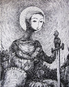 Cartoon: jeanne d arc with twins (small) by nootoon tagged nootoon,germany,traditional,art,bw