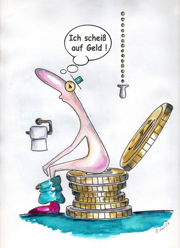 Cartoon: Ich scheiß auf Geld (medium) by ninaboosart tagged geld,kein,klo,toilette,pleite