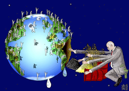 Cartoon: Who owns the earth? (medium) by Dadaphil tagged earth,owner,erde,eigner,exploit,ausbeuten