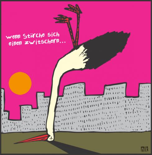 Cartoon: Zwitschern (medium) by nik tagged zwitschern,trinken,alkohol,storch