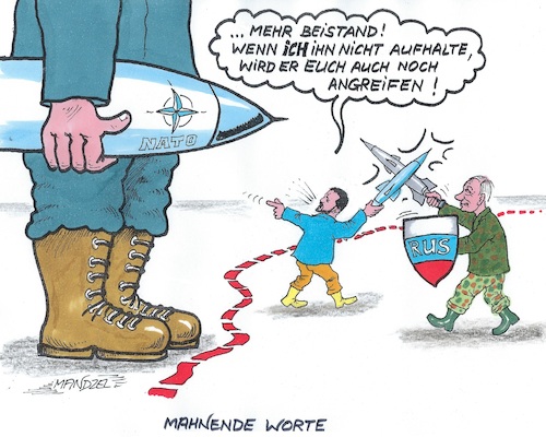 Cartoon: Absurd (medium) by mandzel tagged krieg,selenskyj,nato,putin,waffenforderungen,beistandsforderungen,krieg,selenskyj,nato,putin,waffenforderungen,beistandsforderungen