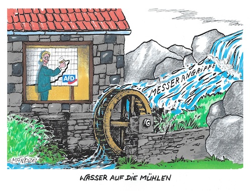 Cartoon: AfD im Aufwind (medium) by mandzel tagged deutschland,messerattacken,afd,migranten,politik,regierungsunfähigkeit,deutschland,messerattacken,afd,migranten,politik,regierungsunfähigkeit