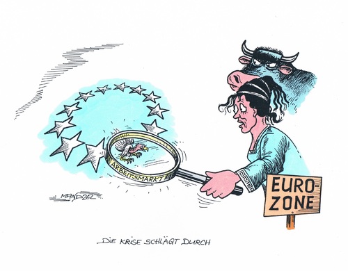 Cartoon: Arbeitslosenrekord in Eurozone (medium) by mandzel tagged euro,zone,arbeitsmarkt,sternenlogo,entsetzte,miss,europa,euro,zone,arbeitsmarkt,sternenlogo,entsetzte,miss,europa