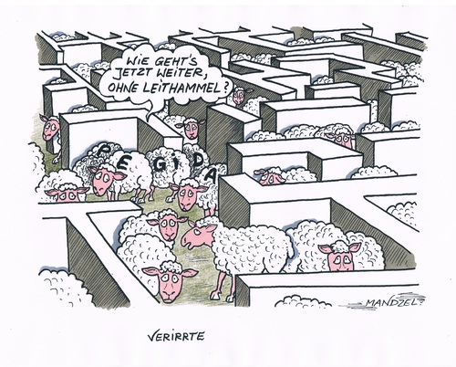 Cartoon: Bachmann tritt zurück (medium) by mandzel tagged pegida,bachmann,rücktritt,leithammel,irrgarten,pegida,bachmann,rücktritt,leithammel,irrgarten