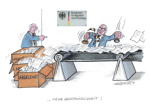 Cartoon: Bald neue Asylverfahren (medium) by mandzel tagged deutschland,bamf,asyl,migranten,deutschland,bamf,asyl,migranten