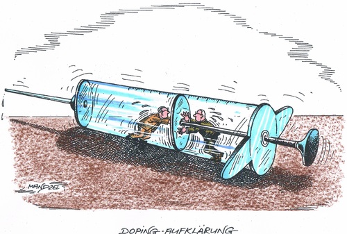Cartoon: BRD-Doping (medium) by mandzel tagged doping,aufklärung,spritze,gezerre,doping,aufklärung,spritze,gezerre