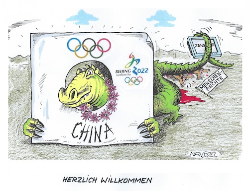 Cartoon: China der zwei Seiten (medium) by mandzel tagged winterolympiade,china,menschenrechte,unterdrückung,winterolympiade,china,menschenrechte,unterdrückung