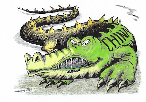 Cartoon: China und die Uiguren (medium) by mandzel tagged china,uiguren,unterdrückung,menschenrechte,separatismus,china,uiguren,unterdrückung,menschenrechte,separatismus