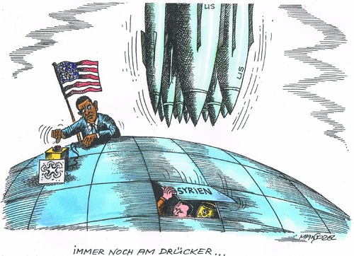 Cartoon: Dauerdrohungen (medium) by mandzel tagged obama,syrien,bomben,obama,syrien,bomben