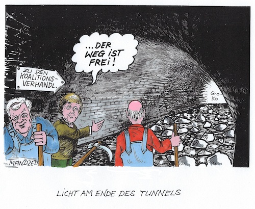 Cartoon: Der Durchbruch ist geschafft (medium) by mandzel tagged schulz,merkel,seehofer,csu,cdu,spd,koalitionsverhandlungen,schulz,merkel,seehofer,csu,cdu,spd,koalitionsverhandlungen