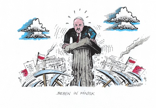 Cartoon: Die Macht bröckelt (medium) by mandzel tagged lukaschenko,belarus,wahlen,fälschungen,demonstrationen,lukaschenko,belarus,wahlen,fälschungen,demonstrationen