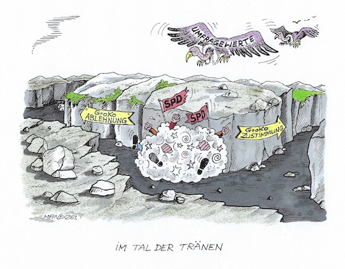 Cartoon: Die SPD zerlegt sich (medium) by mandzel tagged schulz,groko,spd,abstieg,umfragewerte,zerreißprobe,schulz,groko,spd,abstieg,umfragewerte,zerreißprobe
