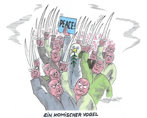 Cartoon: Einer schießt immer quer (medium) by mandzel tagged deutschland,militarisierung,russenphobie,friedenssehnsucht,kriegsangst,deutschland,militarisierung,russenphobie,friedenssehnsucht,kriegsangst