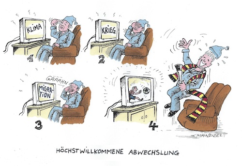 Cartoon: EM 24 (medium) by mandzel tagged fußball,europameisterschaft,deutschland,begeisterung,fußball,europameisterschaft,deutschland,begeisterung