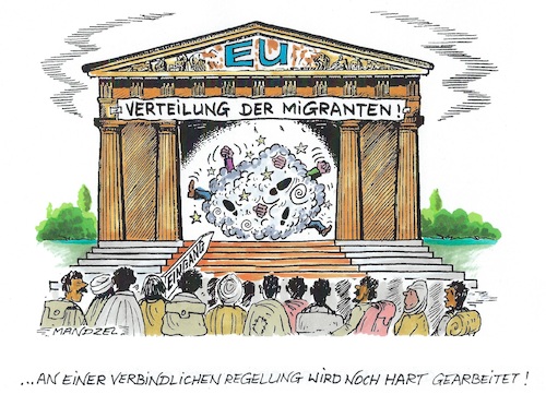 Cartoon: EU-Gipfel (medium) by mandzel tagged eu,migranten,asylkompromiss,menschenverachtung,eu,migranten,asylkompromiss,menschenverachtung
