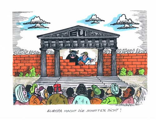 Cartoon: EU schließt die Grenzen (medium) by mandzel tagged flüchtlinge,eu,grenzschließungen,asyl,zuwanderer,überforderung,flüchtlinge,eu,grenzschließungen,asyl,zuwanderer,überforderung