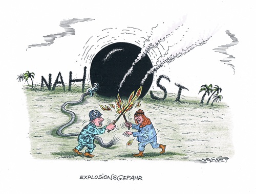 Cartoon: Explosionsgefahr in Nahost (medium) by mandzel tagged nahost,palästinenser,israelis,bombe,trockene,lunte,explosionsgefahr,nahost,palästinenser,israelis,bombe,trockene,lunte,explosionsgefahr