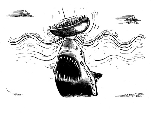 Cartoon: Flüchtlingspolitik (medium) by mandzel tagged flüchtlinge,mittelmeer,todesgefahr,eu,politik,flüchtlinge,mittelmeer,todesgefahr,eu,politik