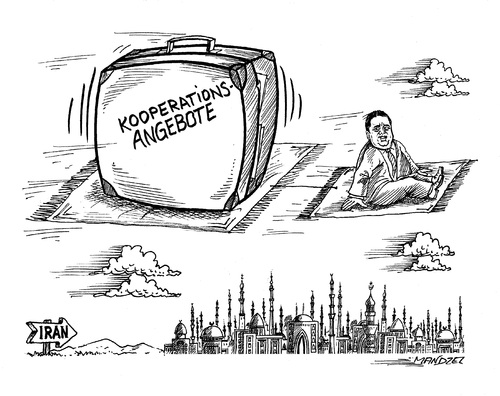 Cartoon: Gabriels Reise in den Iran (medium) by mandzel tagged iran,gabriel,geschäfte,koopertaitonsangebote,iran,gabriel,geschäfte,koopertaitonsangebote